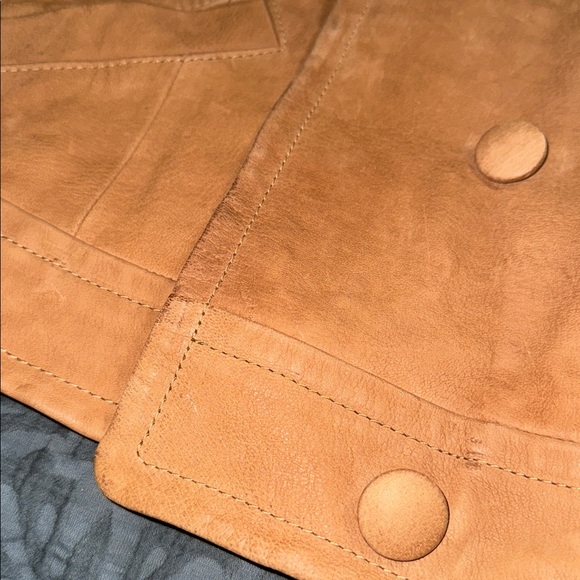 FOSSIL large 100% lamb leather button up jacket bohemian casual coat preloved - Picture 14 of 16